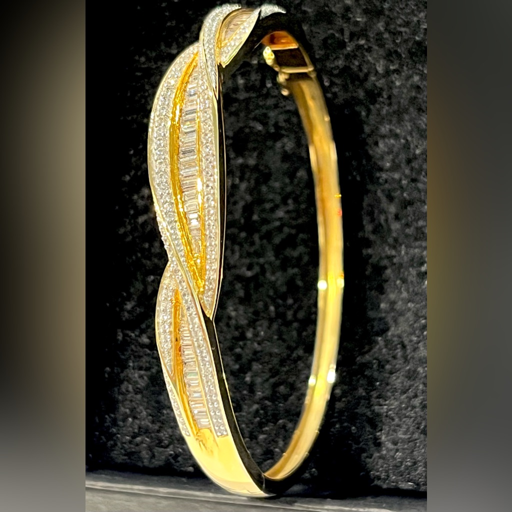 Sterling Silver Gold Plated Victoria Wieck Pave & Channel Set Cz Bangle Bracelet